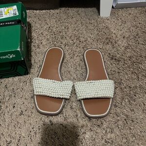 Elegant Cream Pearl Embellished Sandals